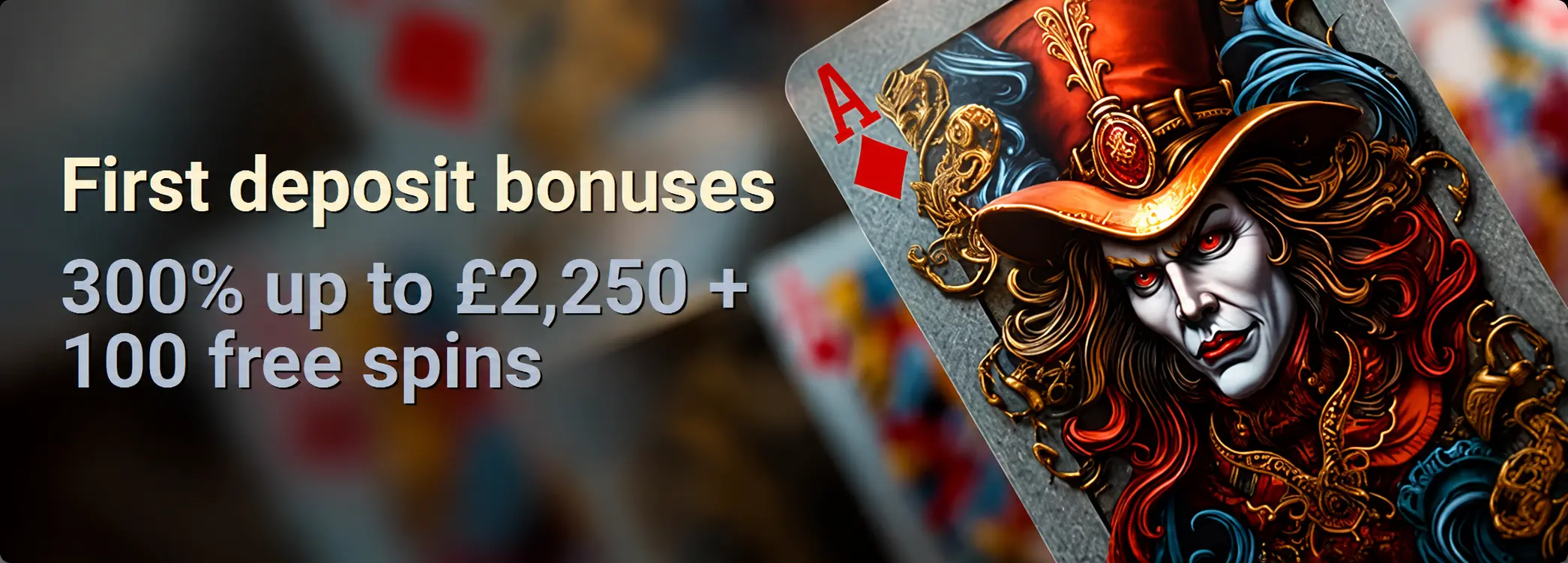 666 Gambit Casino welcome bonus banner — 300% up to £3,000 plus 100 free spins